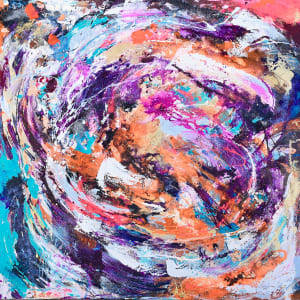 "In Her Storms" by Dawn South  Image: 36" x 36" acrylic and mixed media on gallery wrapped canvas