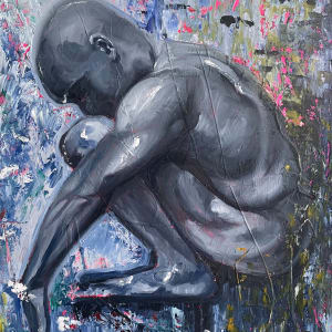 Crouching Figure in Grey by Jeanne May