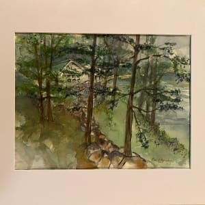 Bass Lake by Cheryl Ann Boc-Chidester  Image: The painting is framed using conservation materials and with a simple mat black metal frame