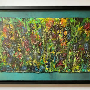 A Riot of Wild Flowers by Cheryl Boc-Chidester  Image: framed in a shallow shadow box with conservation materials