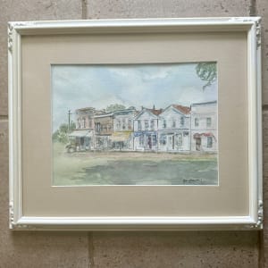 Dexter's Old Wooden Row (c. 1900) by Cheryl Ann Boc-Chidester  Image: Dexter's Old Wooden Row, framed