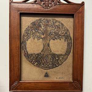 The Song of the Ancient Oak by Cheryl Ann Boc-Chidester  Image: Framed with conservation materials in a vintage frame