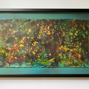Leaves in Suspension by Cheryl Ann Boc-Chidester  Image: Artwork float-mounted and framed in a shadow box
