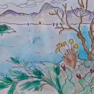Minijature 1, akvarel i marker, 9X15 cm, Veli Lošinj, 2024. by Tomislava Mihalj