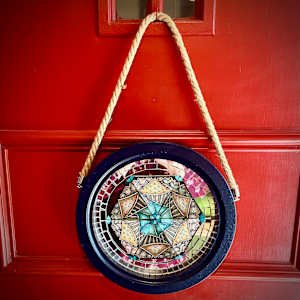 Magical Mirrored Hexagon Tile Series #1 by Donna Norton  Image: Hangs from a nautical rope. 