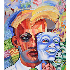 Untitled, Acrylic, 2011 (Man 2Mask-Patchwork) by Peter Jooren