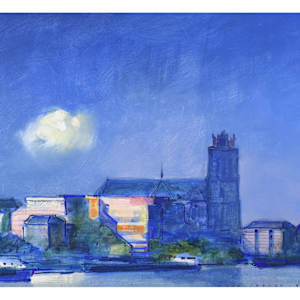 Untitled, Acrylic on Paper, 1996 (Dordrecht Kerk Blauw) by Peter Jooren