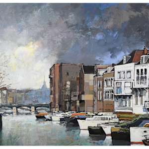 Untitled, Acrylic, Circa 2000 (Dordrecht, Wijnhaven) by Peter Jooren