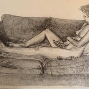 Laura on her Cell Phone on the Couch by Spence Guerin, Image 1.