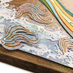 Look to the Sea ・ Amabie by Patrick Gannon  Image: Look to the Sea • Amabie • detail: layered waves and tail(s)