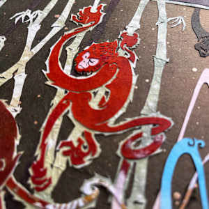 Our Clan is Harmonious by Patrick Gannon  Image: Our Clan is Harmonious, detail: pink faced bamboo climber