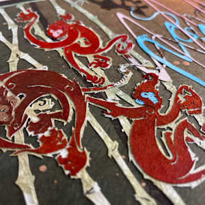 Our Clan is Harmonious by Patrick Gannon  Image: Our Clan is Harmonious, detail: three melodic monkeys