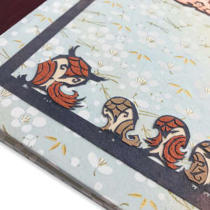 The Iron Resolve of the Golden Owl • decorative art binder by Patrick Gannon  Image: The Iron Resolve of the Golden Owl • detail: owl lineup