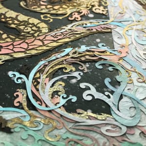 The River's Cascade, Under the Blossoming Plum by Patrick Gannon  Image: The River's Cascade, Under the Blossoming Plum • detail:  water and waves transformation