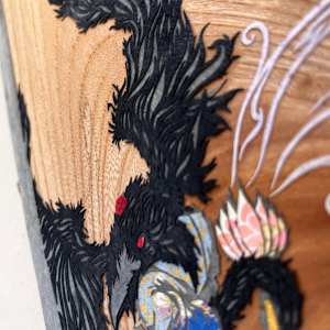 Upon Black Wings, A Howling Wind by Patrick Gannon  Image: Upon Black Wings, A Howling Wind • detail: a fan made of feathers to whip up a storm