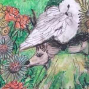 The Roe Deer Stag and The Dove (orginial) #1 by Yvonne Cavens