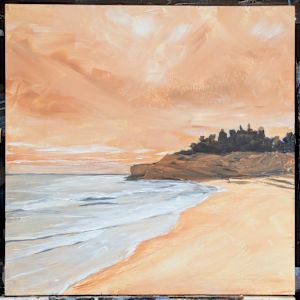 Backlit Cliffs at Guernsey Cove by Rebeka Darylin  Image: In progress 1 - after 30 minutes