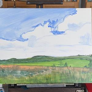 Over the Hills (Route 24, Caledonia) by Rebeka Darylin  Image: In progress - after 30 minutes