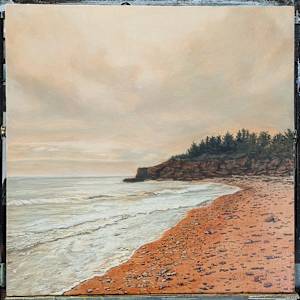 Backlit Cliffs at Guernsey Cove by Rebeka Darylin  Image: In progress 6