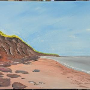 Speed painting practice (bulk listing) by Rebeka Darylin  Image: MacFarlane Beach, 18 x 24 crappy stretched canvas 