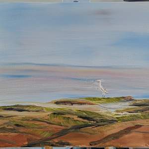 Speed painting practice (bulk listing) by Rebeka Darylin  Image: Heron at Low Tide 2 (from memory) 18 x 24 crappy stretched canvas
