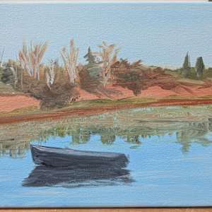 Speed painting practice (bulk listing) by Rebeka Darylin  Image: Autumn in Winter Bay  - 11 x 14 budget stretched canvas 