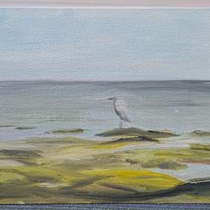 Speed painting practice (bulk listing) by Rebeka Darylin  Image: Heron at Low Tide 1 - 11 x 14 canvas panel