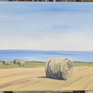 Speed painting practice (bulk listing) by Rebeka Darylin  Image: Cable Head Hay 3 (from memory) 18 x 24 crappy stretched canvas 
