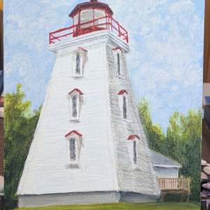 Cape Bear Lighthouse en plein air 2 by Rebeka Darylin