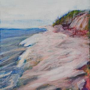Shorewash (Daley Road Beach) by Rebeka Darylin  Image: In progress 2 - multiple colours (leftover from other projects) and more white, to establish foreground, middle ground, and background.