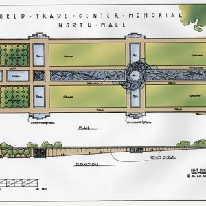 Proposal: World Trade Center Memorial Design by Kent Mikalsen  Image: Plan and Elevation Views: The Mall and Orchard