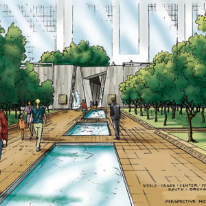 Proposal: World Trade Center Memorial Design by Kent Mikalsen  Image: Perspective: The Orchard