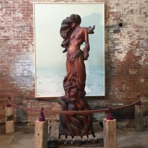 "Untitled Goddess" by Kent Mikalsen  Image: In front of "The Shoreless Ocean", Acrylic Painting, 6 X 8'.