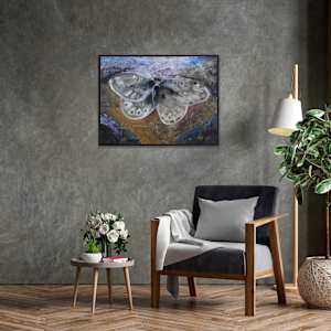 Etherial Flight by Elena Turgeneva  Image: Unique Moth Painting: Colorful Abstract Art for Art Lovers"