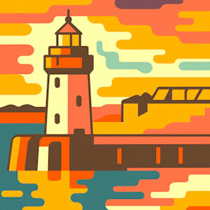 St Peter Port Lighthouse1 digital illustration by michelle