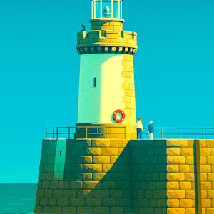 St Peter Port Lighthouse2 digital illustration by michelle, Image 1.