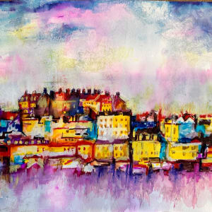Town Skyline Watercolour by michelle