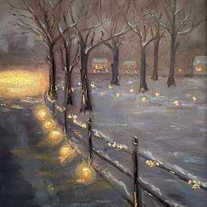 Snowy Night in Woodstock, Vermont by Elizabeth Ryan Swartz