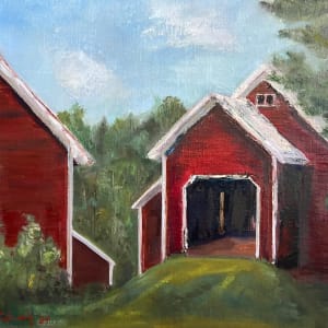 Summer Sunshine on the Big Red Barn - Waitsfield, Vermont by Elizabeth Ryan Swartz