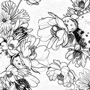May Garden Hour by Cristina Sayers  Image: Page from -Upcoming published Coloring book from Cristina’s original Collage Artwork.