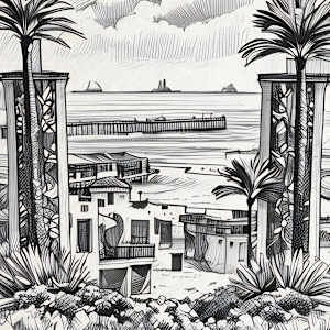 Capitola Art & Wine Poster (copy) by Cristina Sayers  Image: 8x10 B/W Upon request $25 \ $33.38 with tax and shipping