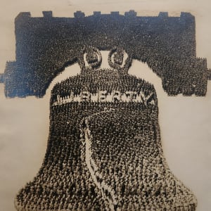 Liberty Bell formed by 25000 men: Mole and Thomas, 1918