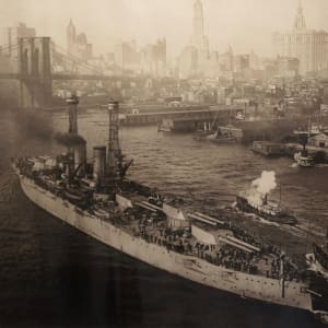 Battleship Arizona in East River, near Brooklyn Bridge, 1918