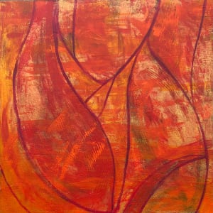 Orange Flame 30 x 30 by Sandra E Chu 