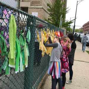 Flag Fence Progressive Community Art Project | Chicago Waldorf School by Dana Major 