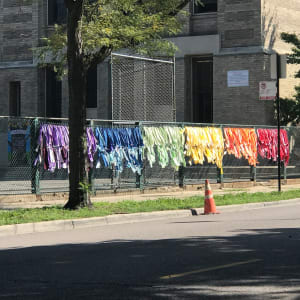 Flag Fence Progressive Community Art Project | Chicago Waldorf School by Dana Major 