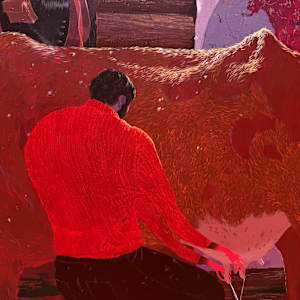Evening in the Barn by Tedo Rekhviashvili 