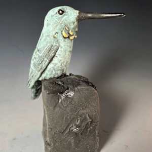 Perched Hummingbird (Verdigris) #1 by Bob Acton, Image 1.