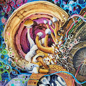 Connected: When you listen to too much Paul Stamets while painting by Debra Sue Solecki 