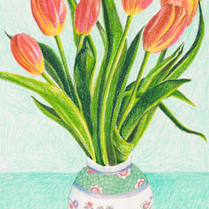 Tulips Greeting Card by Julia Wolinsky 